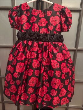 Hartstrings Red Rose-Print Dress